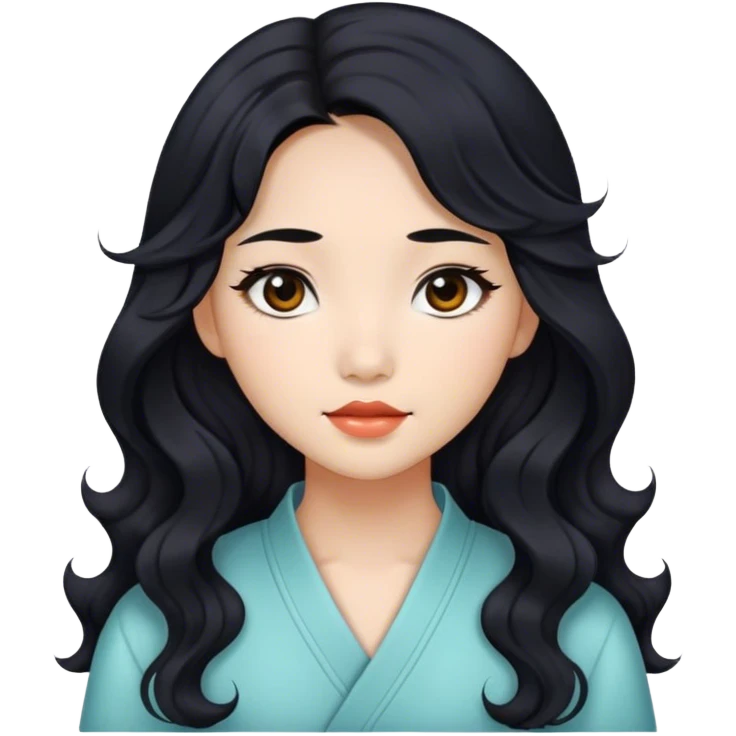 Beautiful girl,Black hair,wavy hair，long hair,Black eyes,Chinese emoji