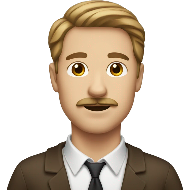 white male, brown hair and a mustache emoji