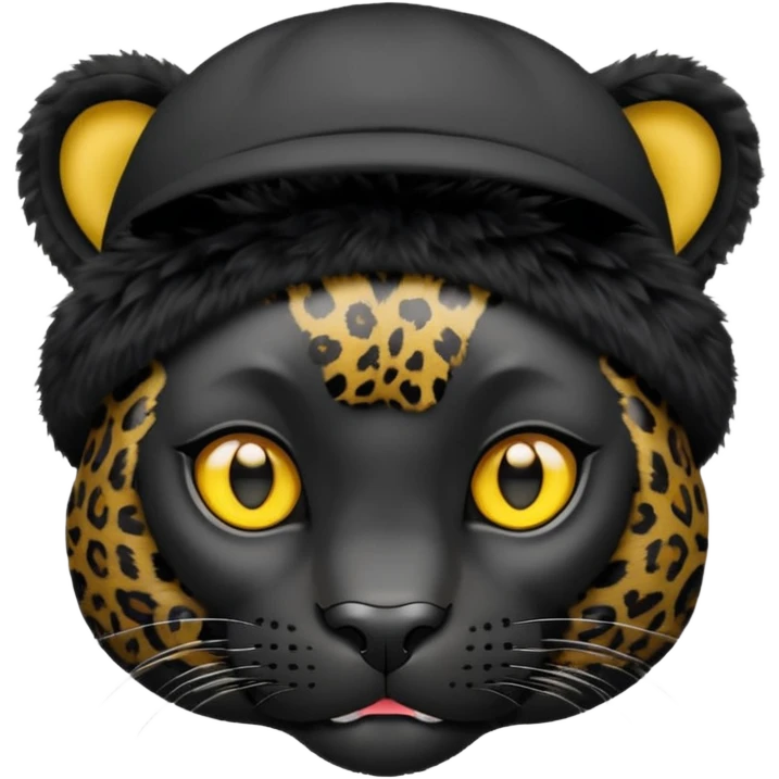 A black jaguar wearing a baby hat emoji