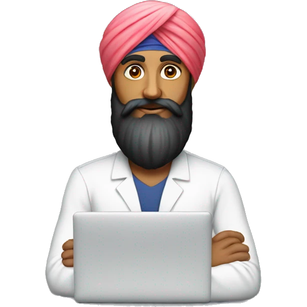 sikh man torso only with a lapto emoji