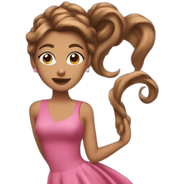 Singer that has a brown ponytail and a pink dress emoji