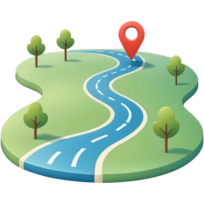 Simple flat map icon, curved road with location pin, rounded lines, minimal style, pastel colors, no background, app icon style
 emoji