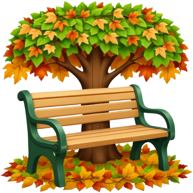 Park bench + leaves emoji