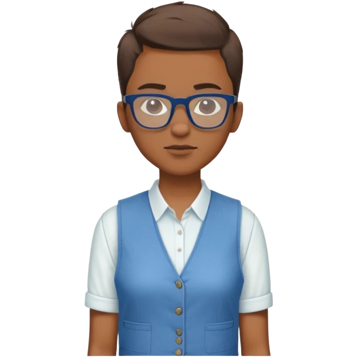 je veux crée mon émoji  de moi personnel j'ai la peau marron plutôt grand j'ai une coupe Classic choux court dégrader comme Jami fox l'acteur américain, je me tiens droit avec des lunette plutôt ronde une chemise blanche Gillet manche courte bleu  emoji