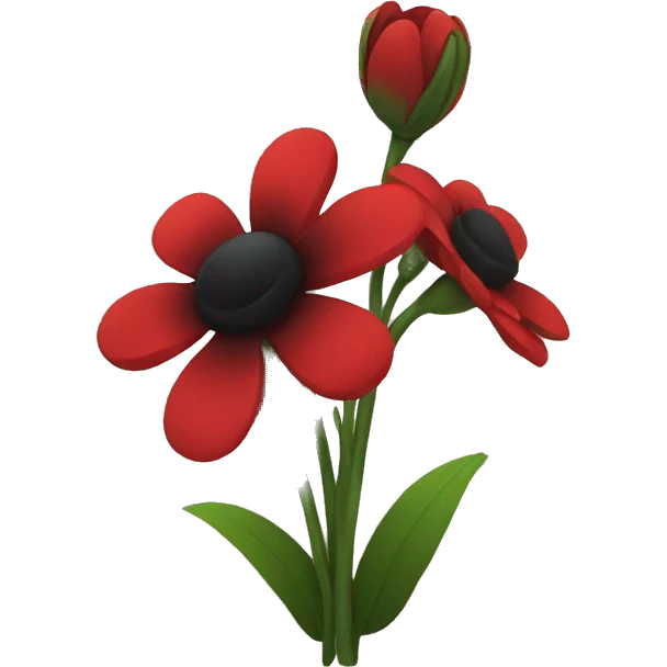 Black and red flowers emoji