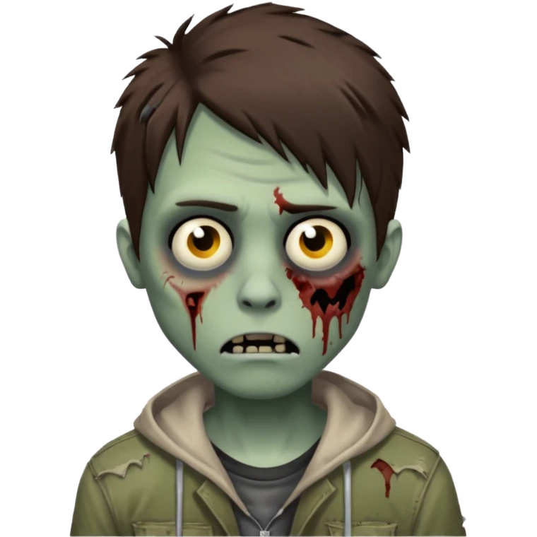 zombie, emo guy, with dark circles under his eyes and brown hair emoji