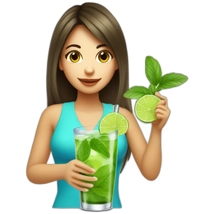 argentine girl with magnifying-glass drinking mojito emoji