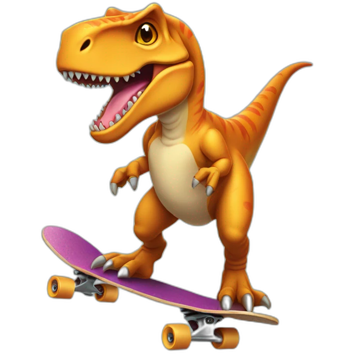 t-rex in skateboard emoji