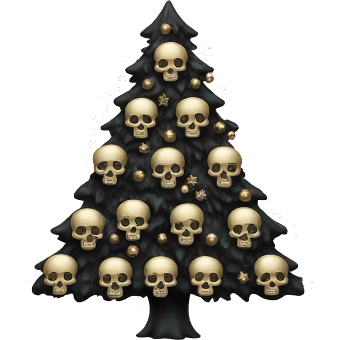 Black Christmas tree with skulls emoji