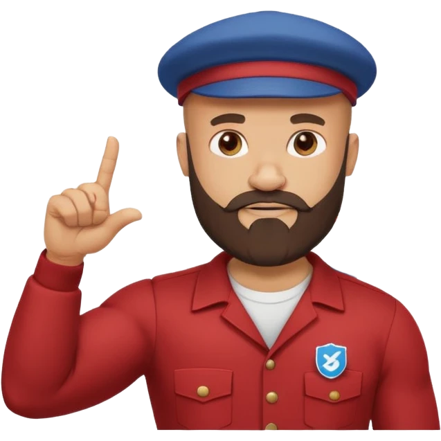 Cartoon muscular bald bearded man in cap pointing at rising chart, Instagram logo, "500" badge, minimal flat design emoji