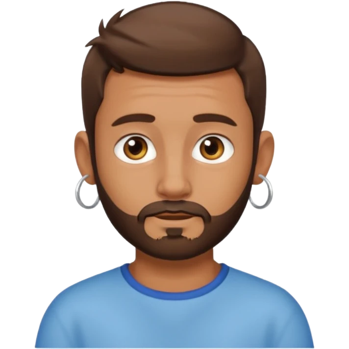 Boy with tanned skin, short brown hair, a sparse beard, and hoop earrings in his ears emoji