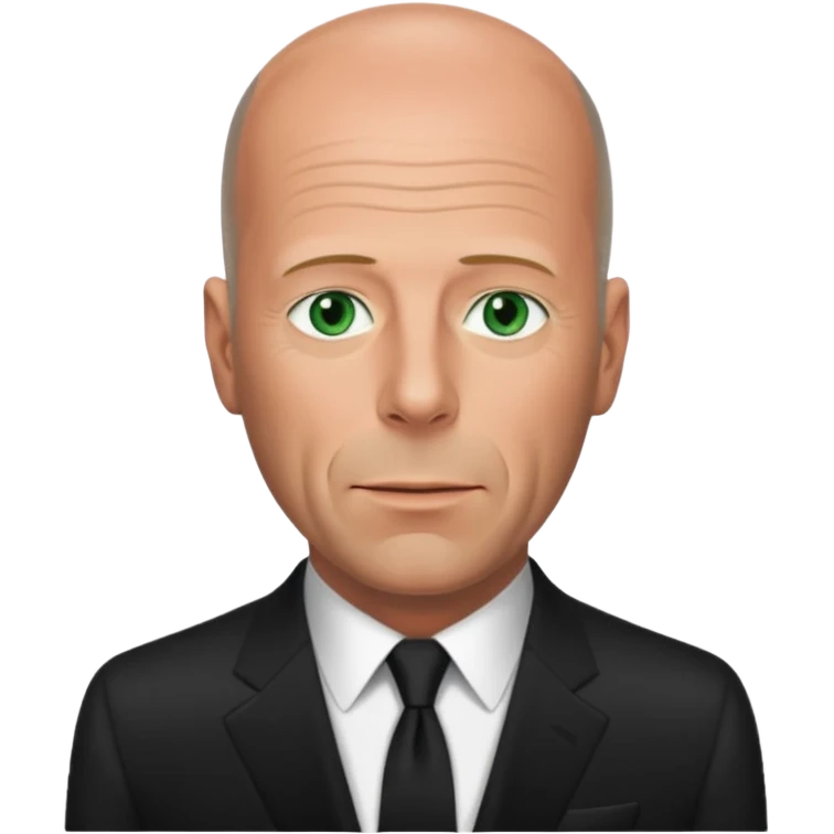 Bruce Willis with green eyes, black Oscar suit emoji