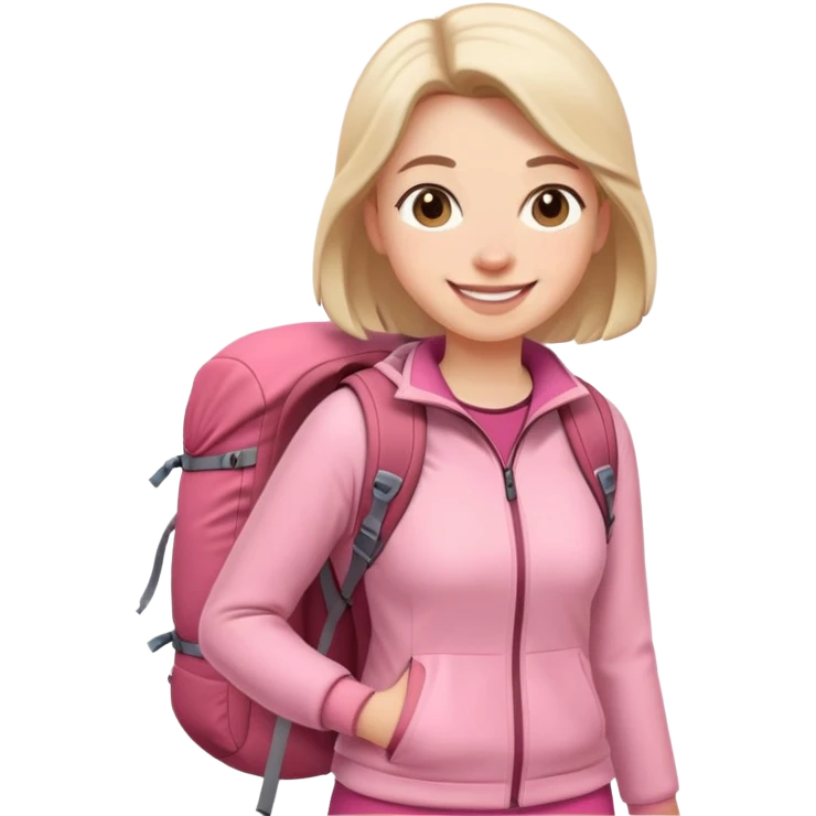 woman hiking wearing light pink clothes emoji