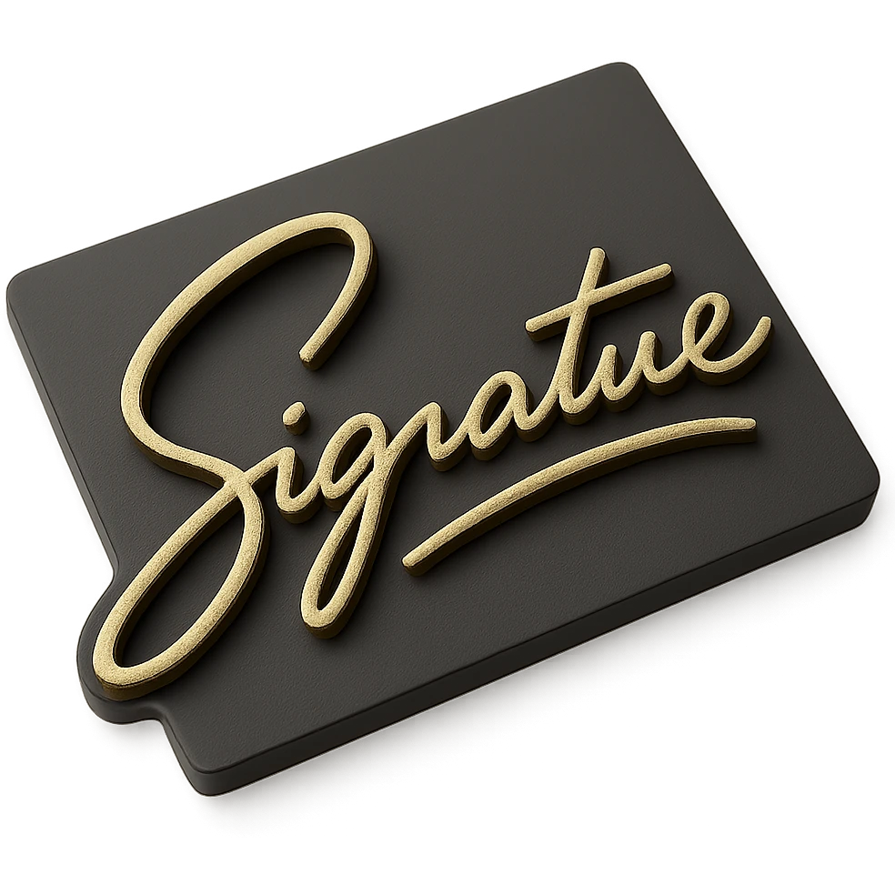 3D embossed digital signature with metallic effect emoji