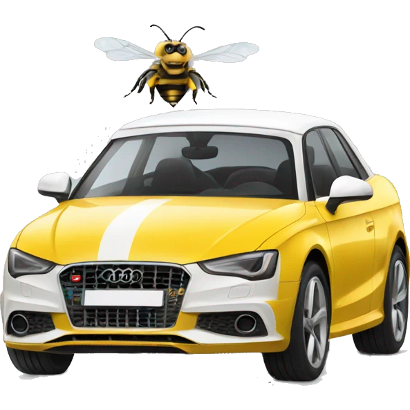 bee driving white Audi  emoji