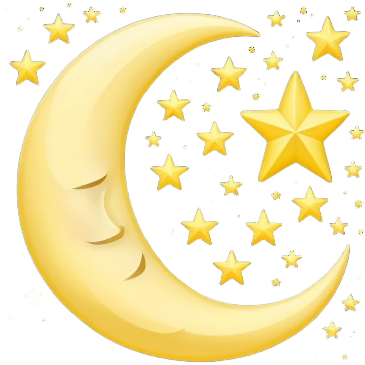 crescent moon with 3 stars around it emoji