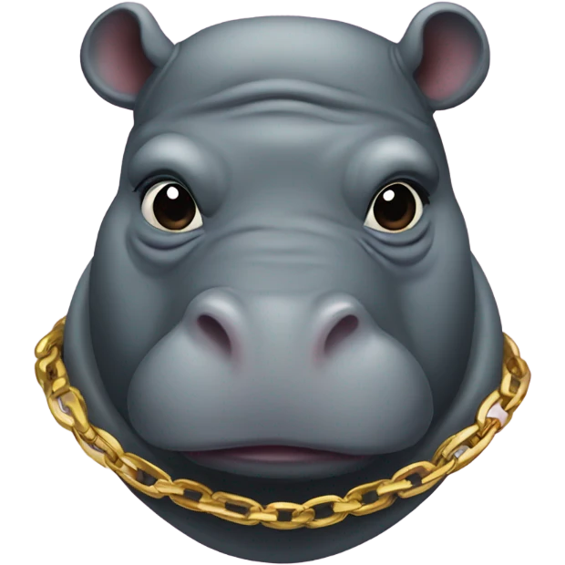 Hippo with hoodie and gold chain emoji