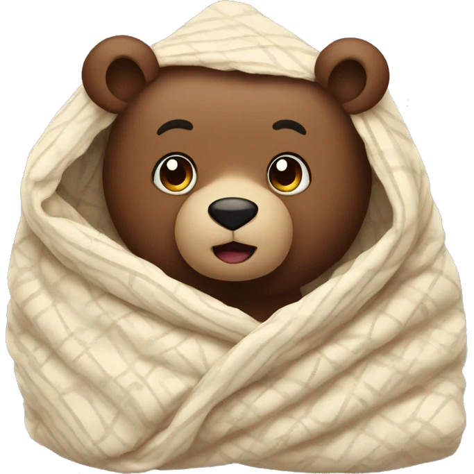 A bear in a cozy blanket  emoji