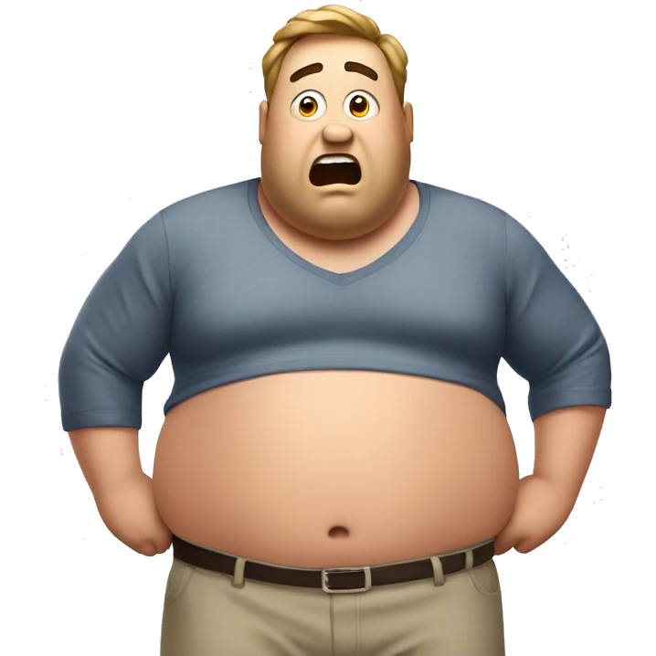 Surprised fat guy with shirt off emoji