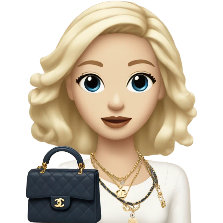 Blonde Chanel blue eyes Asian Girl with Birkin bag and Chanel necklace emoji