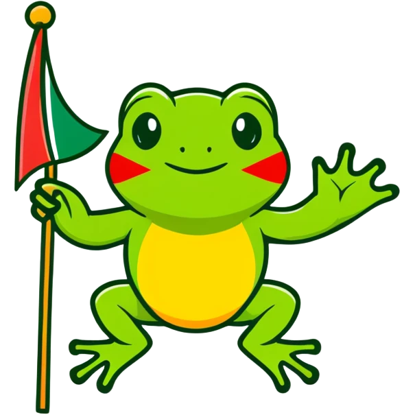cartoon frog holding a Lithuanian flag emoji
