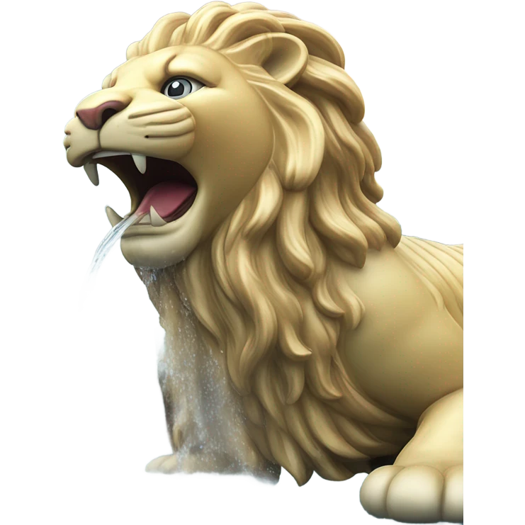 A majestic Merlion statue with a lion’s head and fish body, spouting a powerful stream of water from its mouth. emoji