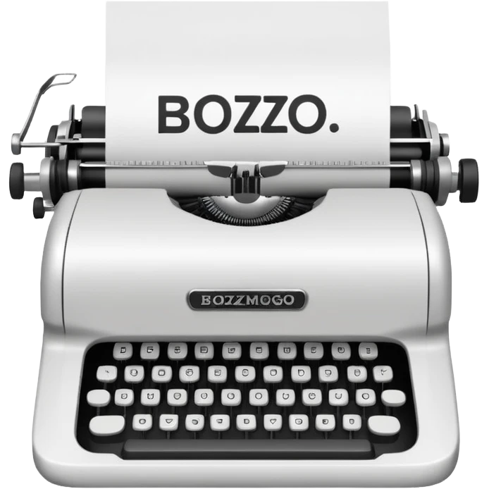 Typewriter typing on paper and the paper says bozo emoji