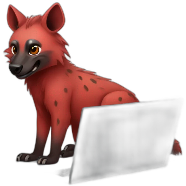 red hyena with laptop emoji