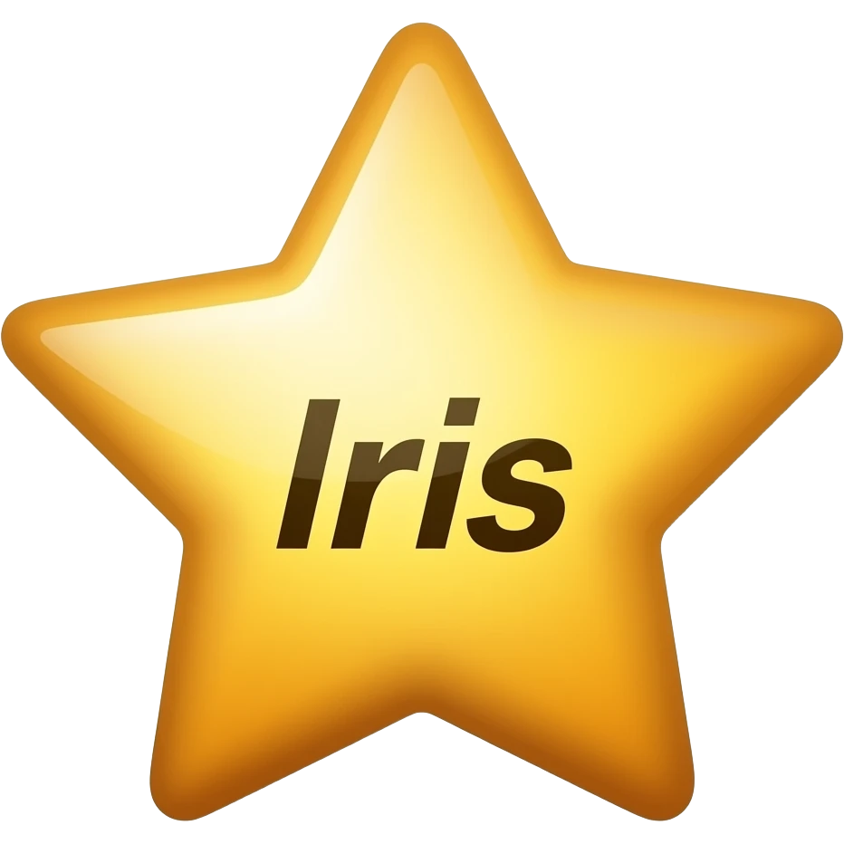 Une étoile filante avec écrit « Iris » à l’intérieur le plus réaliste possible emoji