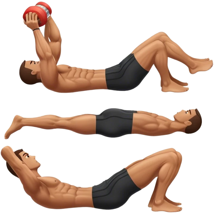 side-view of guy doing decline abdominal Crunches with sixpack emoji