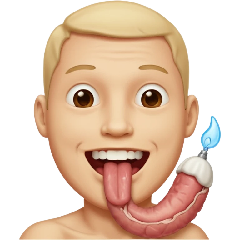 Smiling with a penis coming out of mouth emoji