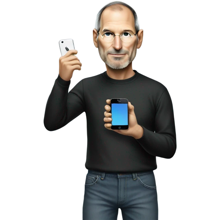 Steve Jobs with an iPhone emoji