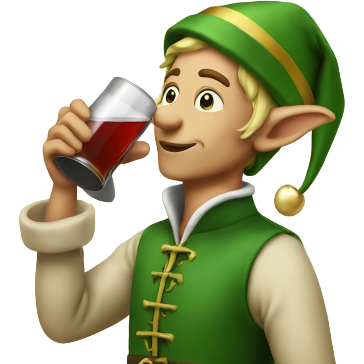 Elf drinking alcohol emoji