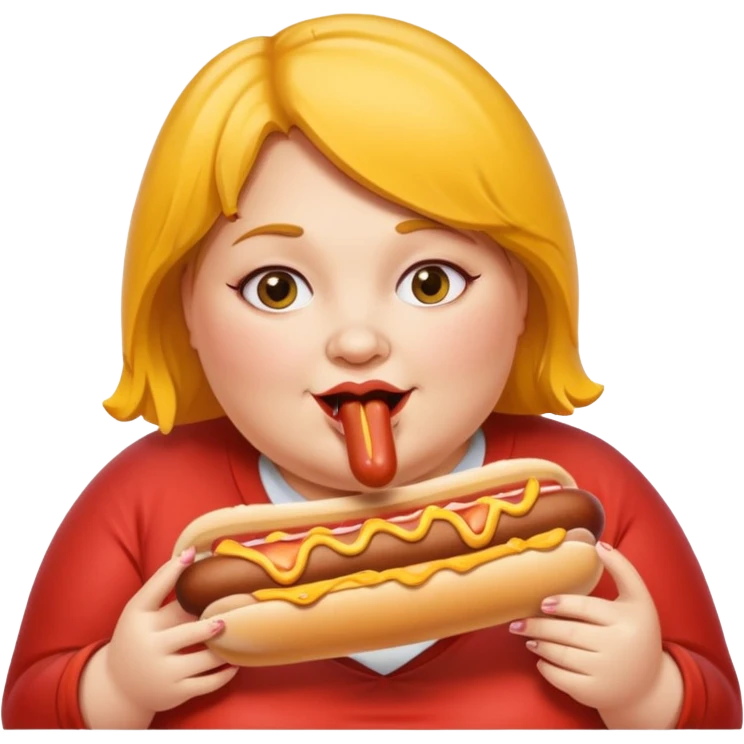 Fat lady eating hot dogs emoji