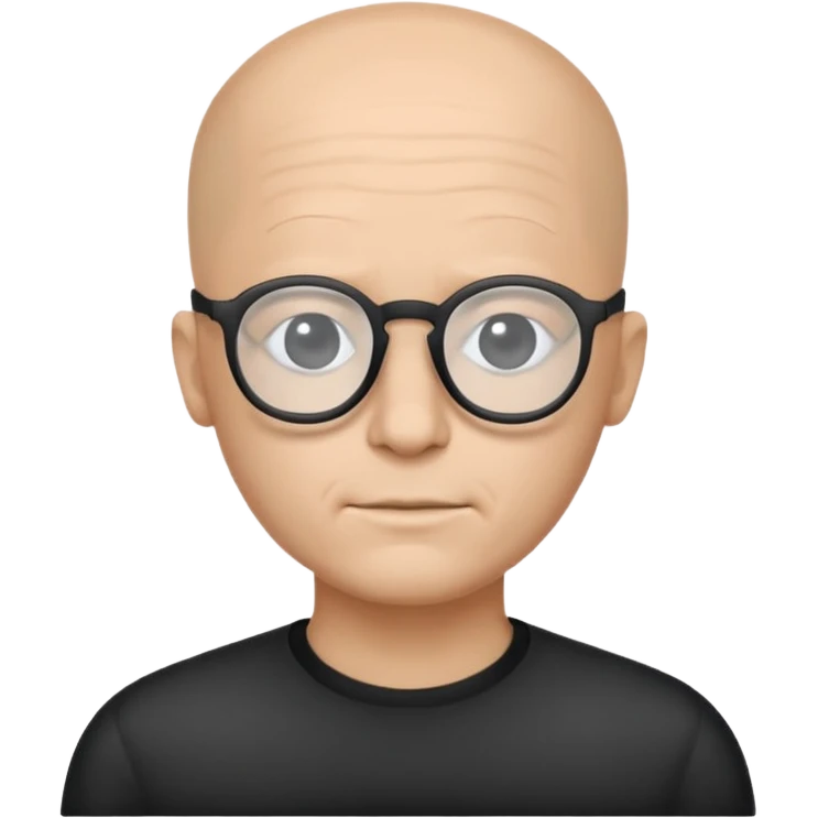 Minimalist flat vector icon, iOS style, thin black outline on a white background. Human silhouette. Black, completely monochrome, matte. Impersonal, no eye sockets, no hair. Wearing glasses. emoji
