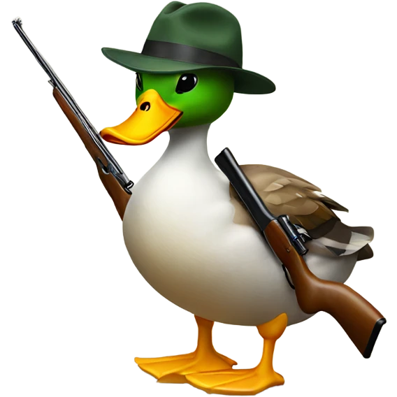 Duck holding a hunting rifle emoji