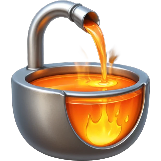 The crucible pours out metal. emoji