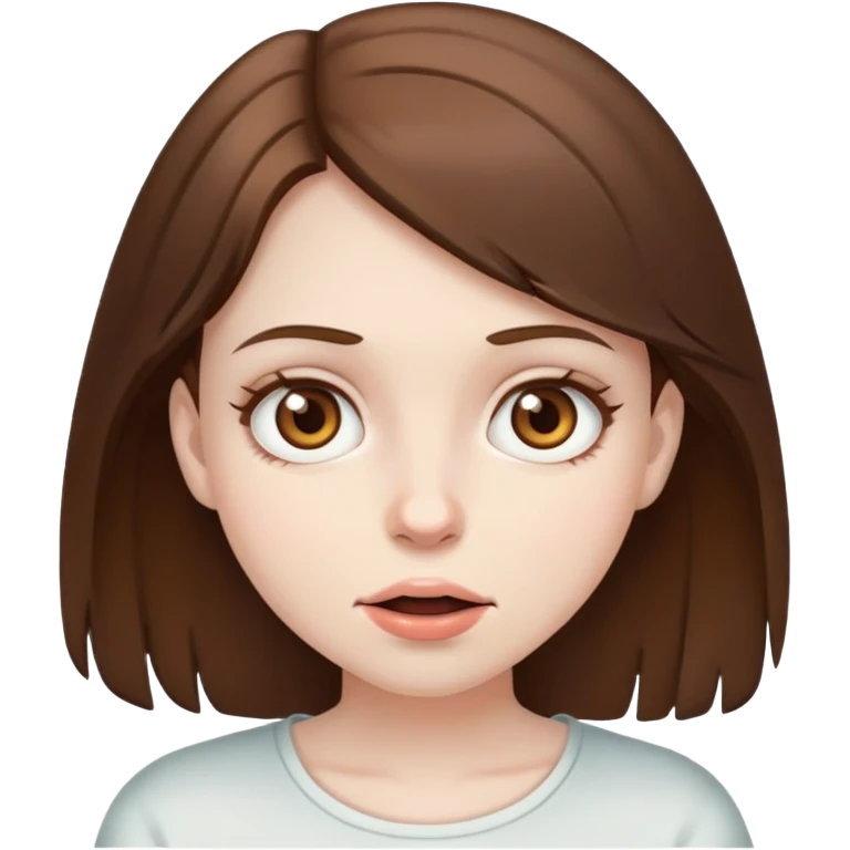 A hungry girl with medium brown hair and brown eyes  emoji