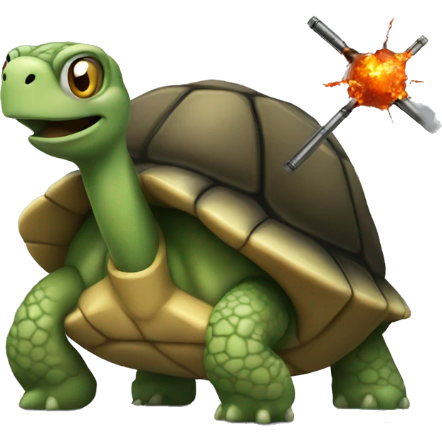 Turtle holding a bomb emoji