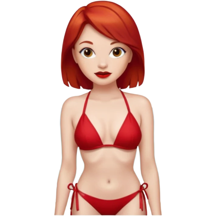 red hair bikini. red lipstick emoji