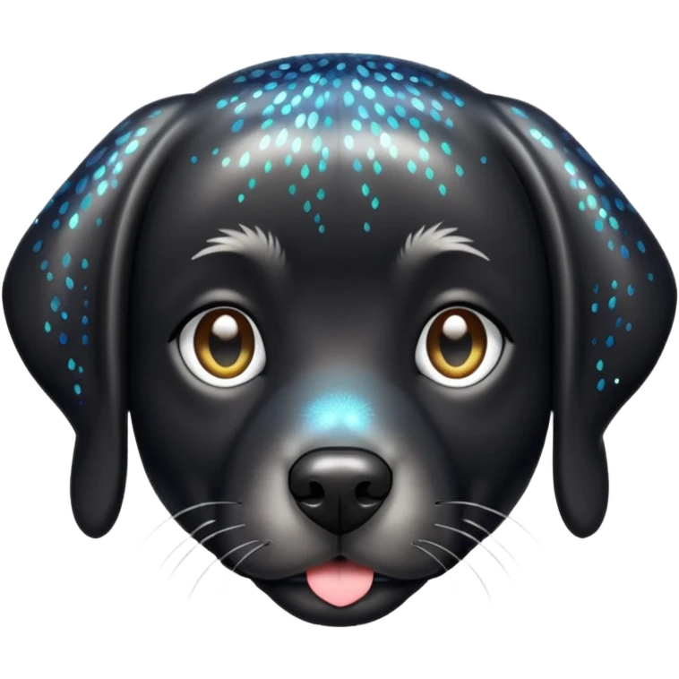 Black lab with sparkly metallic fur emoji