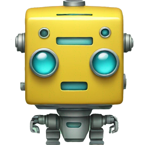 yellow robot with tall rectangle for a head and two square cyan eyes that are not aligned emoji
