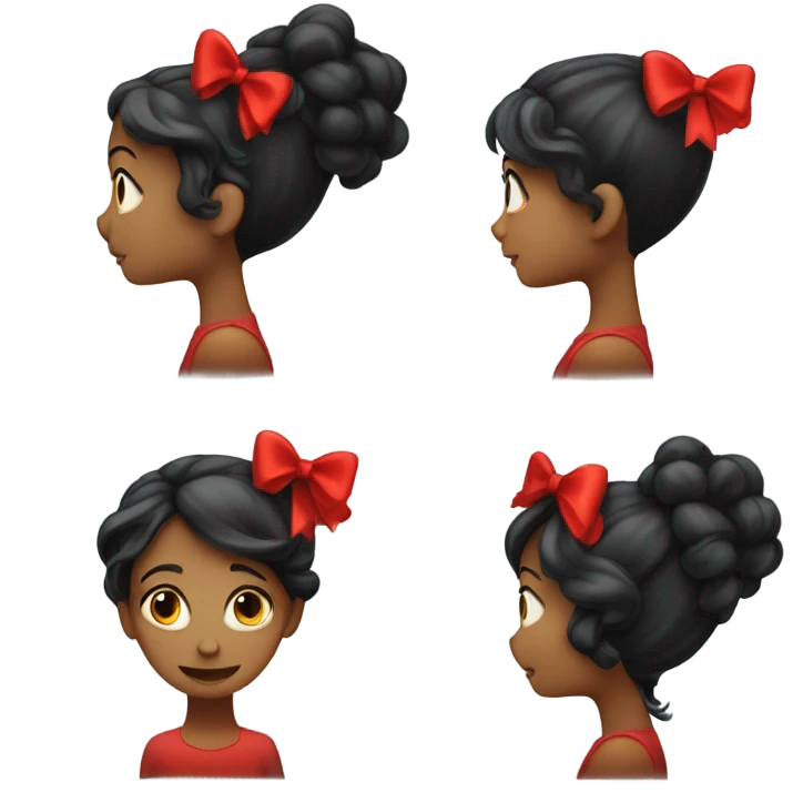 black open hair from behind with a red bow emoji