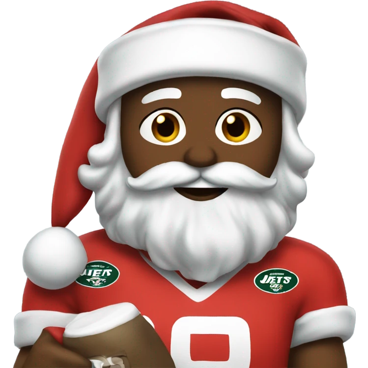 Santa wearing a jets jersey emoji