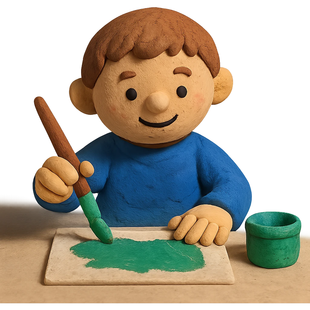 kid painting with plasticine texture emoji