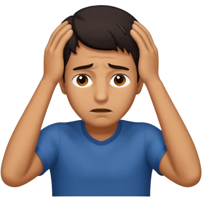 איש תופס את הראש ביאוש emoji