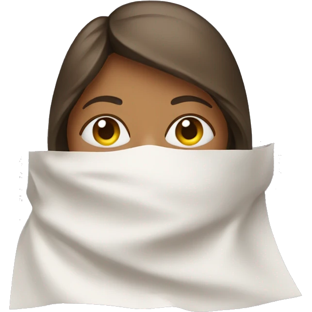woman covered by sheets with face out emoji