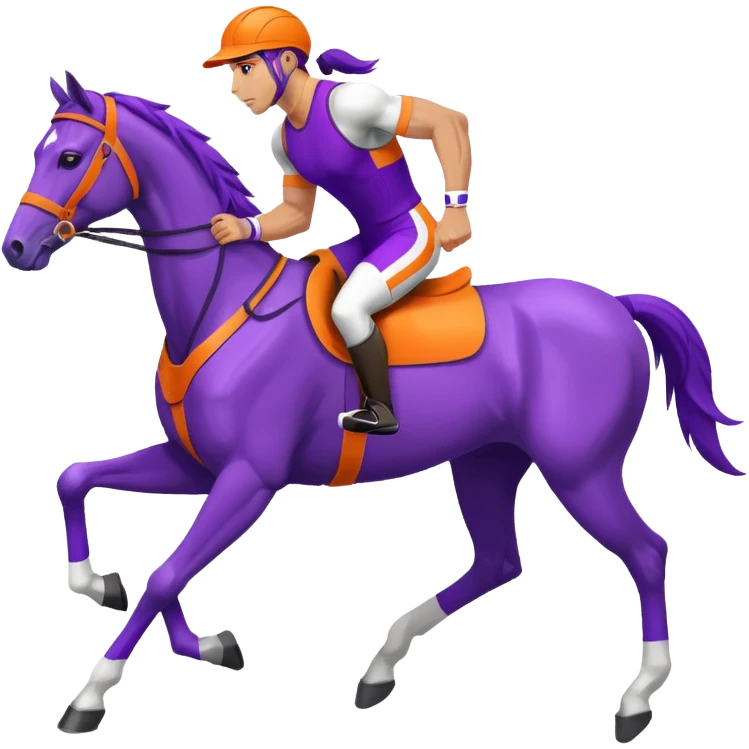 ok créée moi une emoticone simple pour une athletes d'endurance ( horse ) et un pour un endurance Horse - couleur dans ces tons violet et orange et blanc emoji