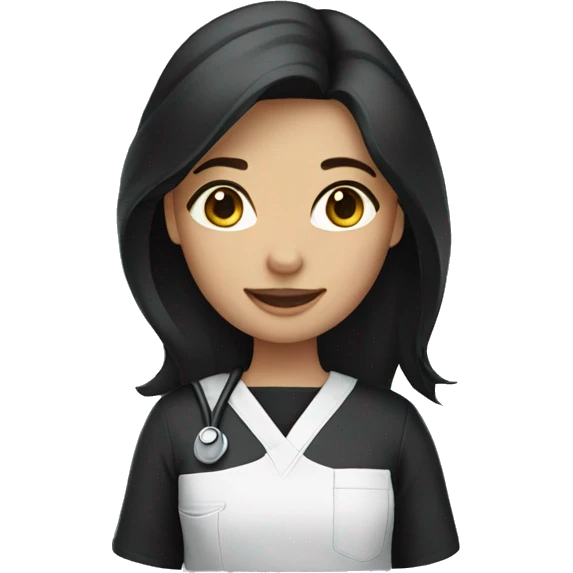 brunette girl wearing black scrubs emoji