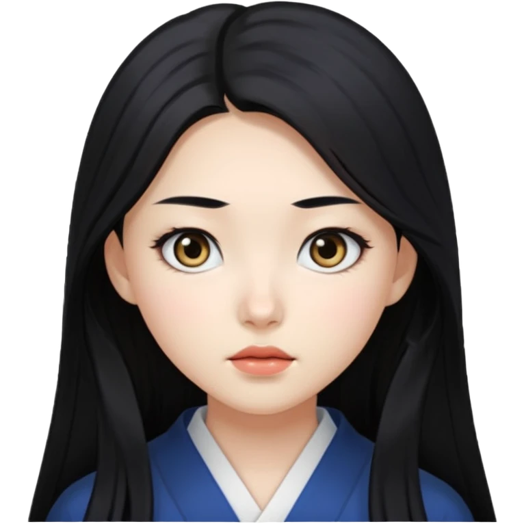 White Korean girl with sharp eyes  emoji